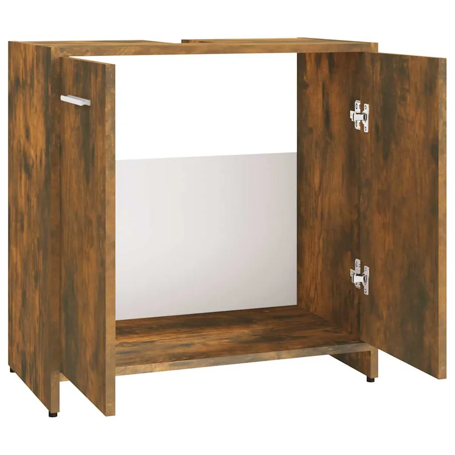 Armoire de bain Chêne fumé 60x33x60 cm Bois d'ingénierie - 6