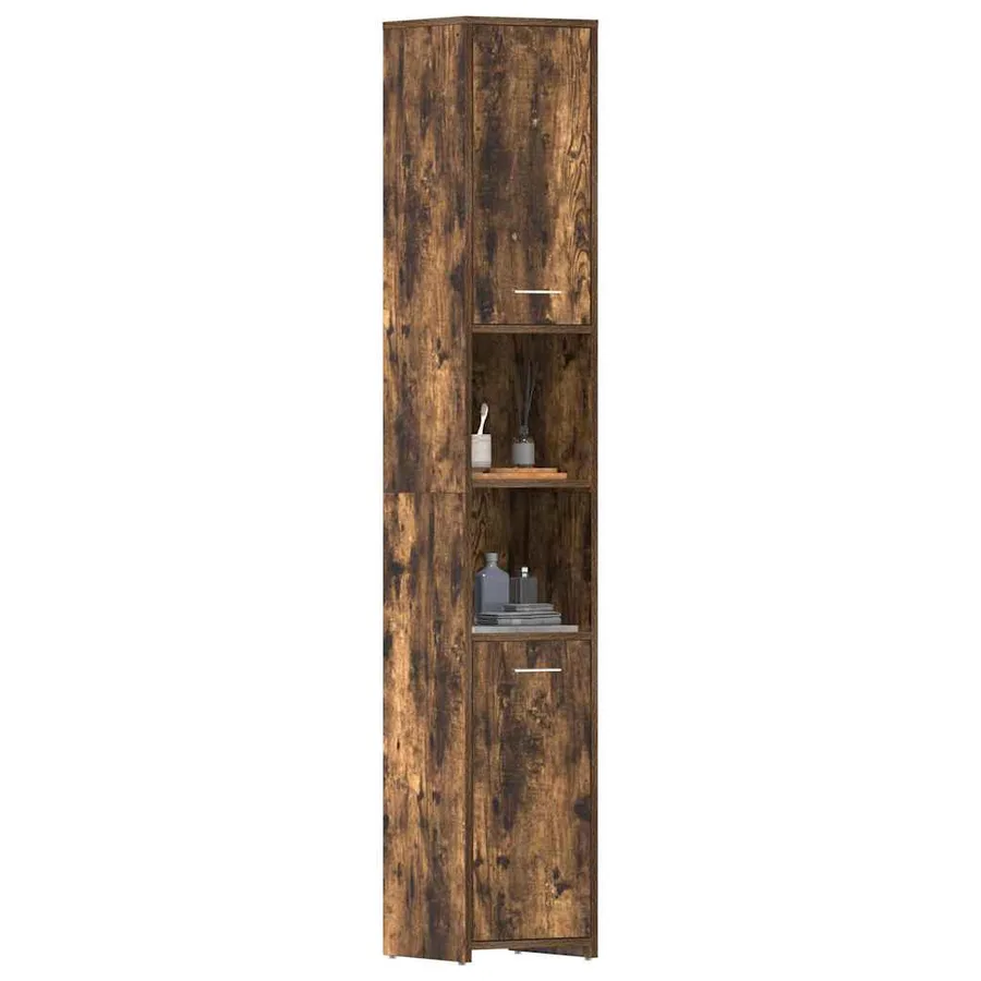 Armoire de bain Chêne fumé 30x30x183,5 cm Bois d'ingénierie - 4
