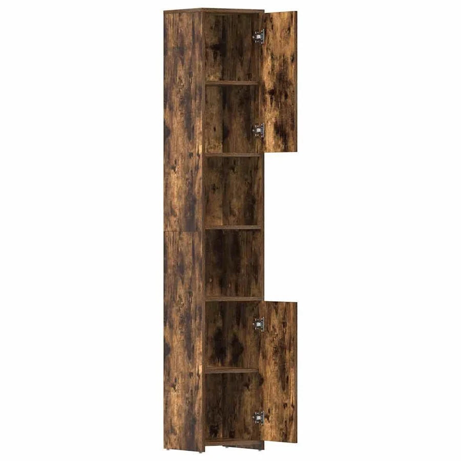 Armoire de bain Chêne fumé 30x30x183,5 cm Bois d'ingénierie - 5