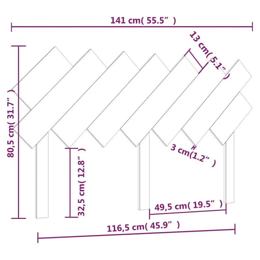 Tête de lit Marron miel 141x3x80,5 cm Bois massif de pin - 6