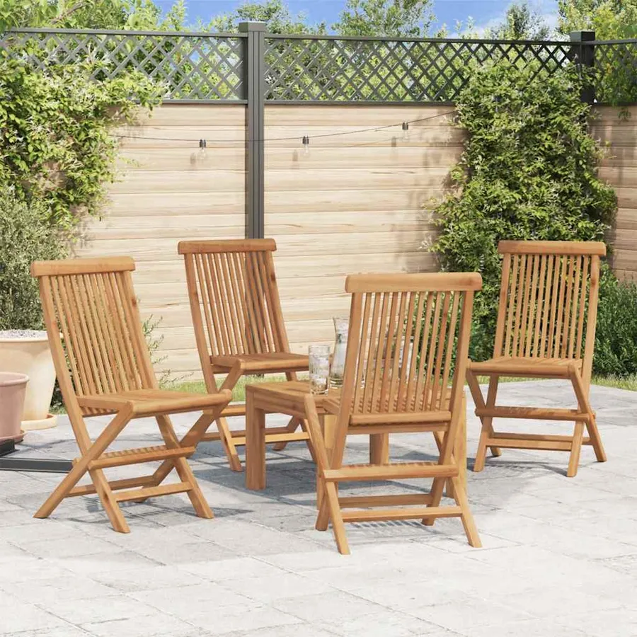 Chaises pliables de jardin lot de 4 Bois de teck solide - 3