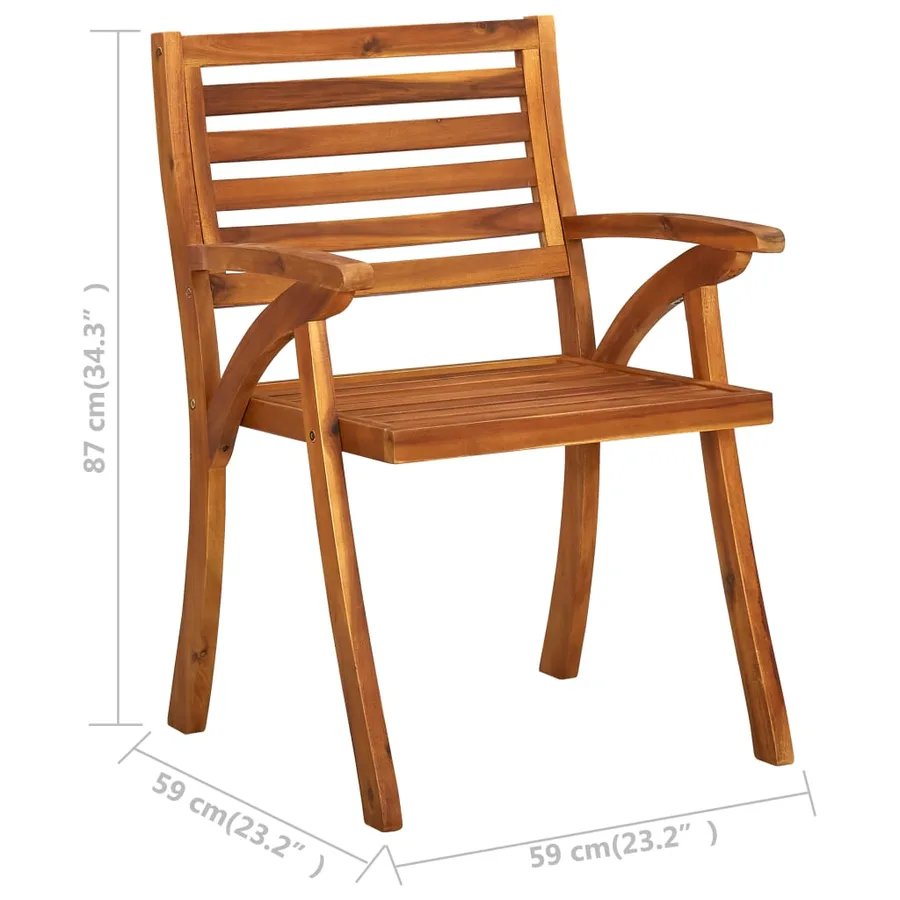 Chaises à manger de jardin avec coussins lot de 3 Acacia massif - 6