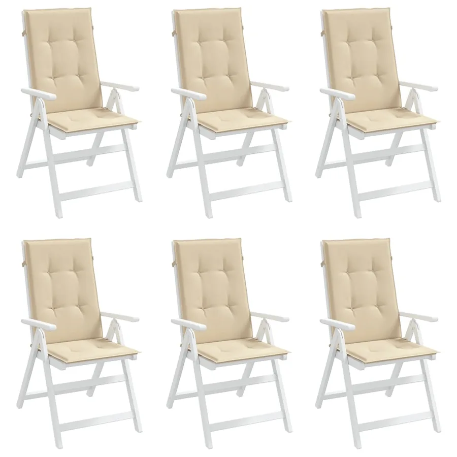 Coussins de chaise de jardin dossier haut lot de 6 beige tissu - 4