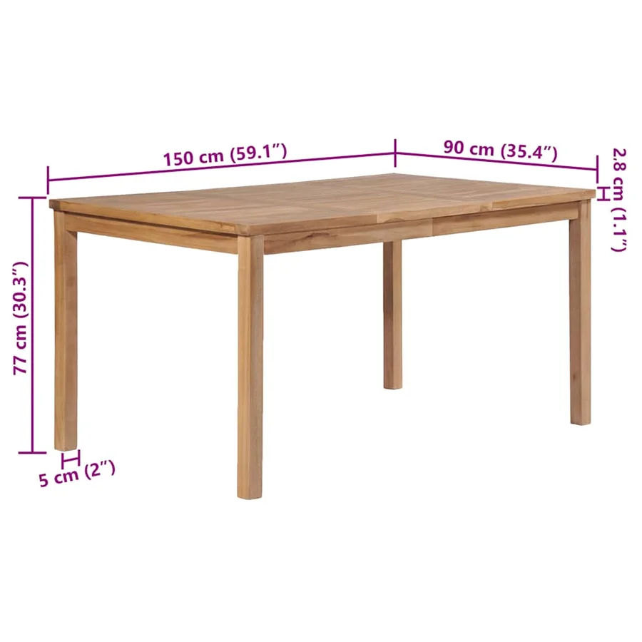 Table de jardin 150x90x77 cm Bois de teck solide - 6