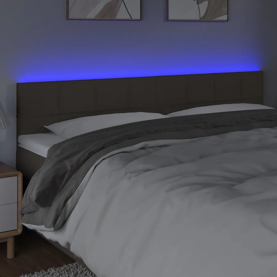 Tête de lit à LED Taupe 180x5x78/88 cm Tissu - 3