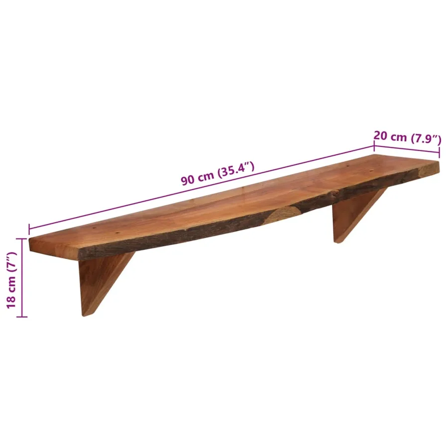 Étagères murales 2 pcs 90x20x18 cm Bois d'acacia massif - 11