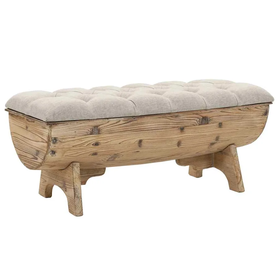 Banc de rangement Bois massif et tissu 103 x 51 x 44 cm - 2