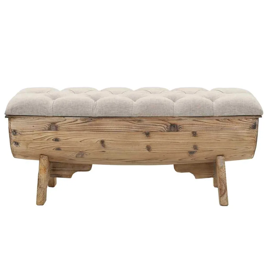 Banc de rangement Bois massif et tissu 103 x 51 x 44 cm - 4