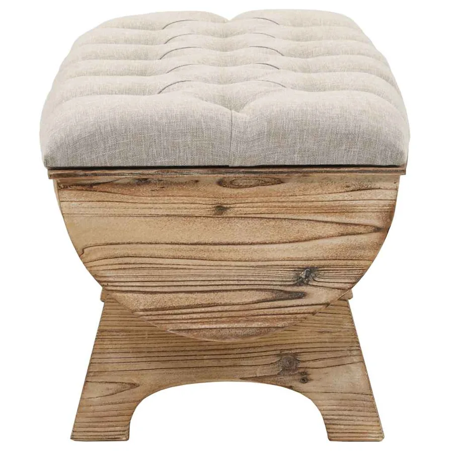 Banc de rangement Bois massif et tissu 103 x 51 x 44 cm - 5