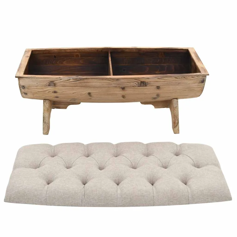 Banc de rangement Bois massif et tissu 103 x 51 x 44 cm - 6