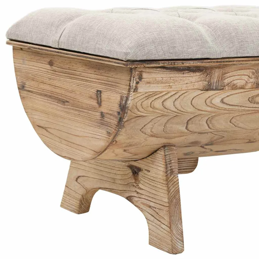 Banc de rangement Bois massif et tissu 103 x 51 x 44 cm - 8