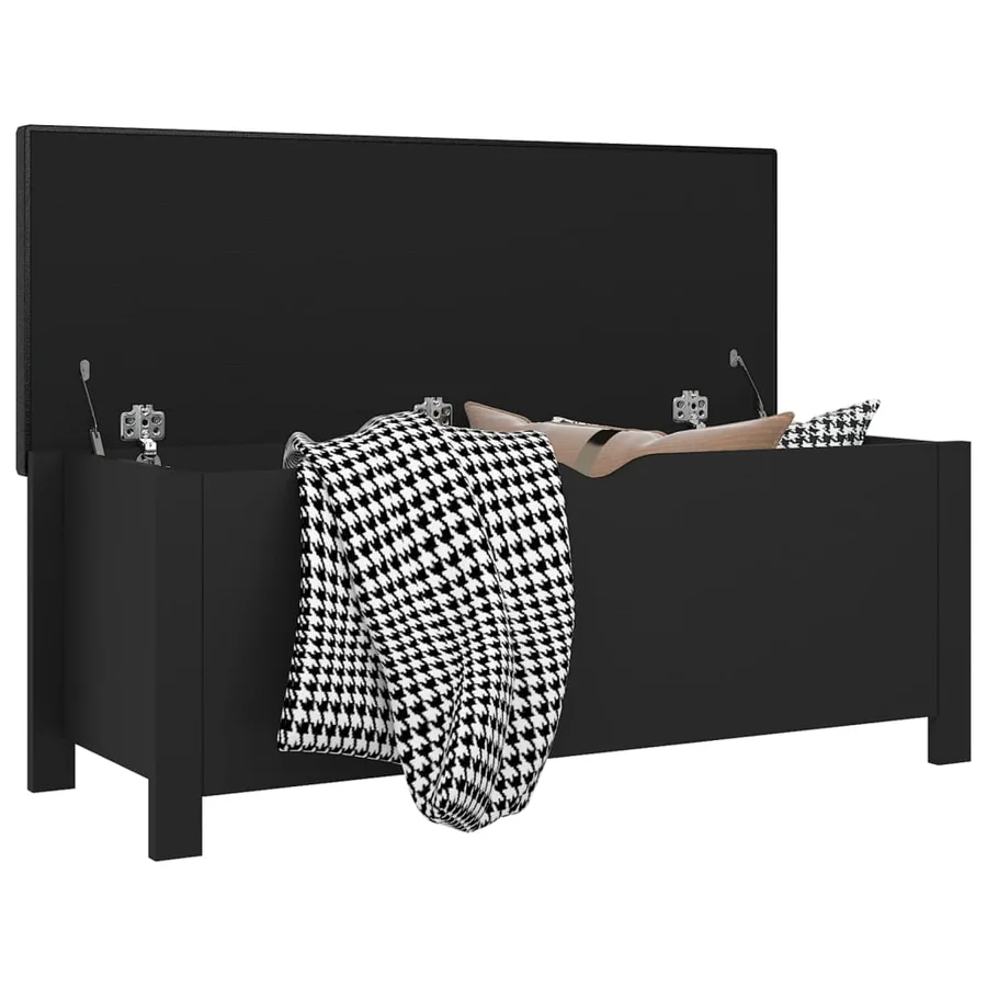 Boîte de rangement avec coussin Noir 105x40x45 cm Aggloméré - 3