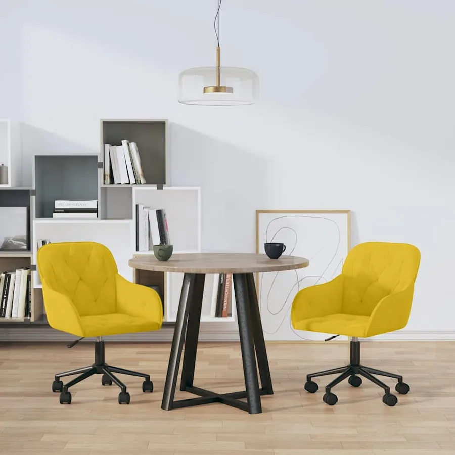 Chaises pivotantes à manger lot de 2 Jaune Velours