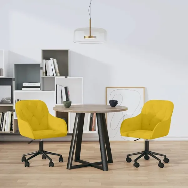 Chaises pivotantes à manger lot de 2 Jaune Velours