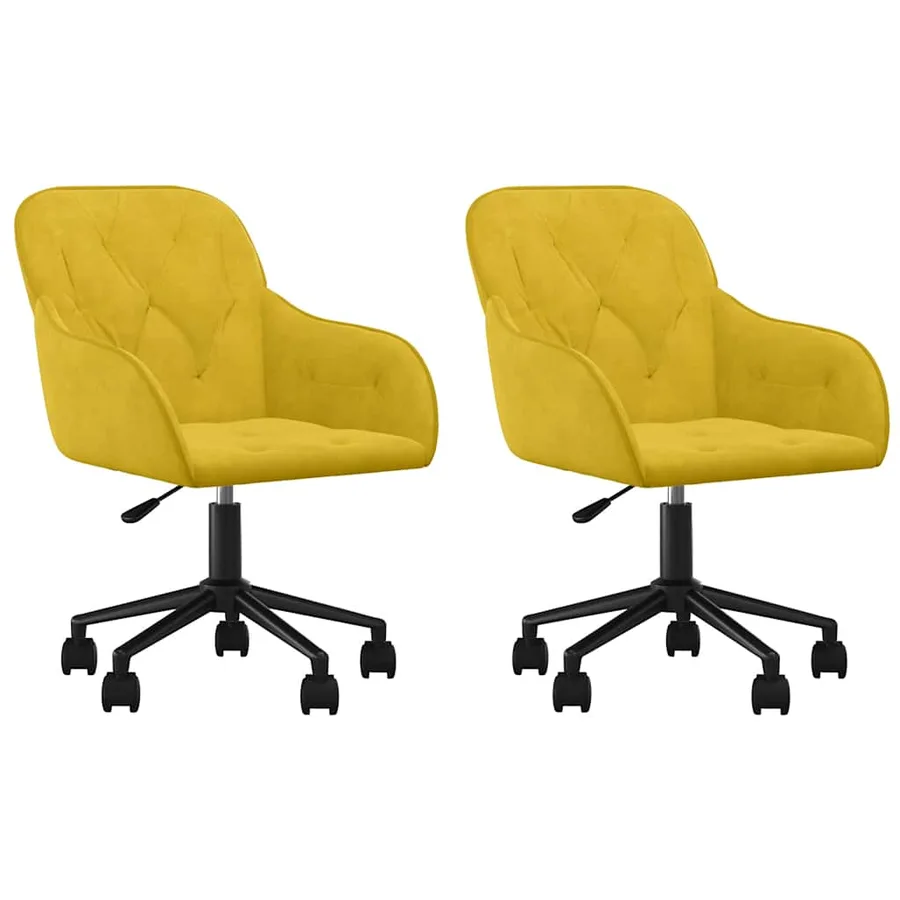 Chaises pivotantes à manger lot de 2 Jaune Velours - 2