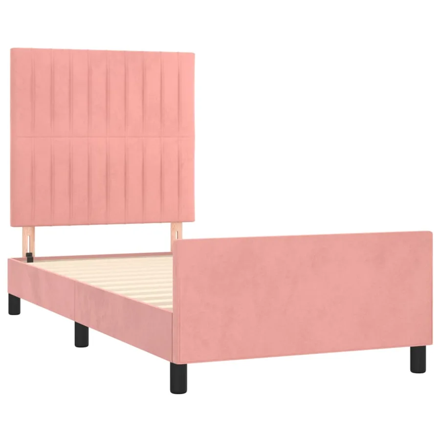 Cadre de lit sans matelas rose 80x200 cm velours - 4