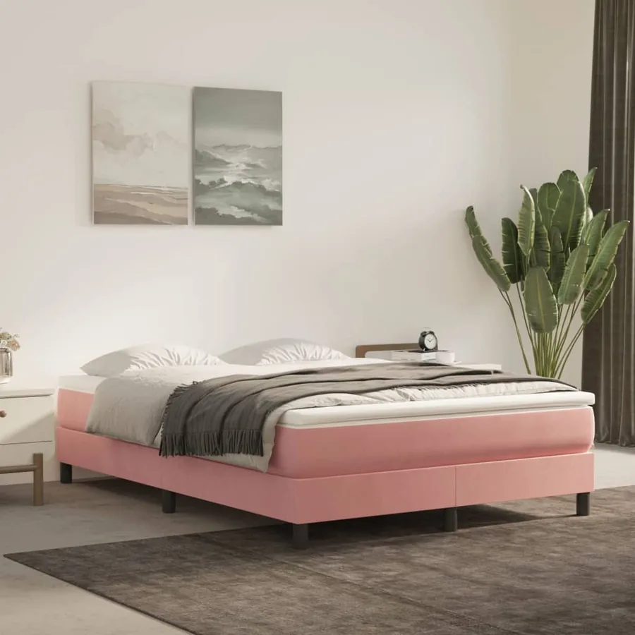 Matelas de lit à ressorts ensachés fermeté moyenne Rose 140x190x20 cm Velours