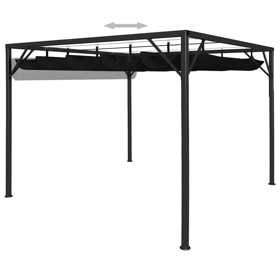 Chapiteau de jardin avec auvent rétractable 3x3 m Anthracite - 2