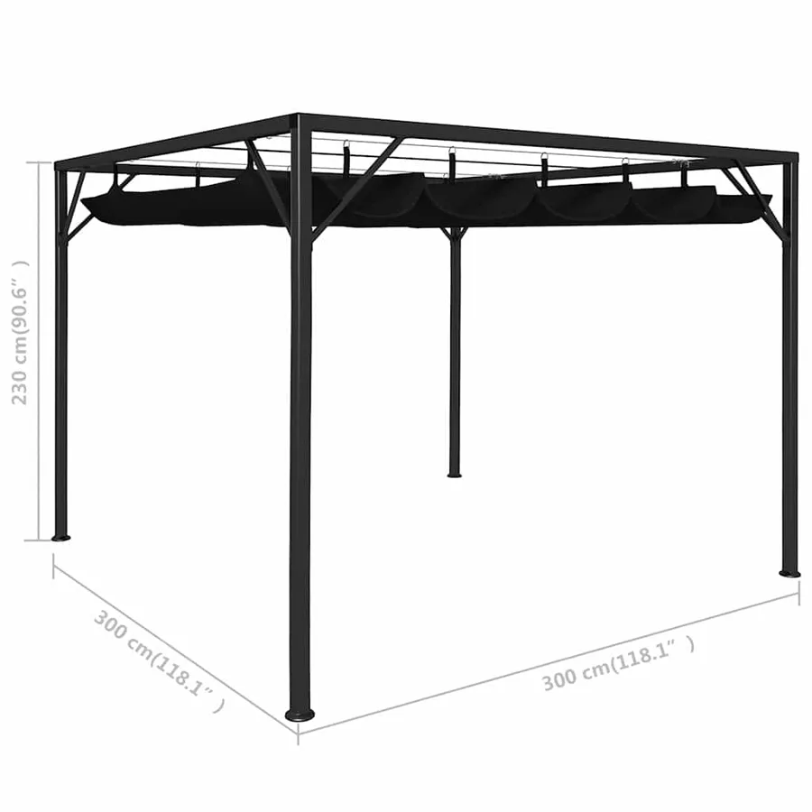 Chapiteau de jardin avec auvent rétractable 3x3 m Anthracite - 8