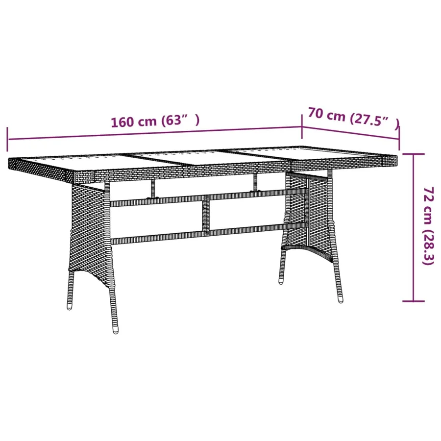 Table de jardin Gris 160x70x72 cm Résine tressée et acacia - 5