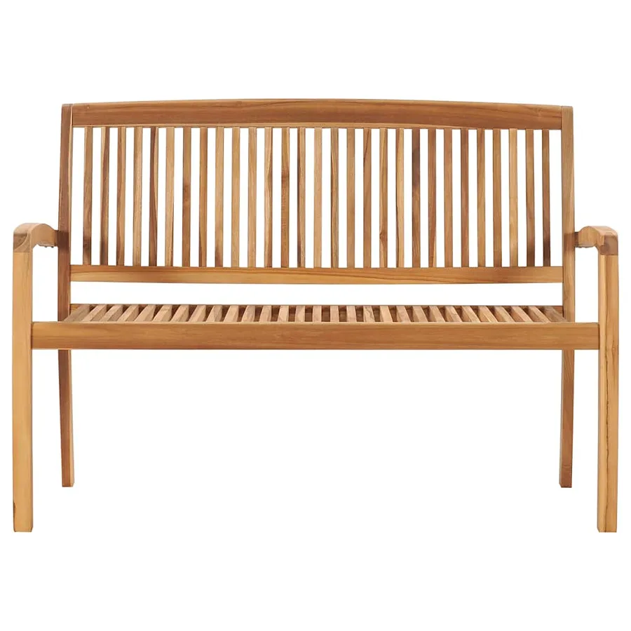 Banc de jardin empilable et coussin 128,5cm Bois de teck massif - 3
