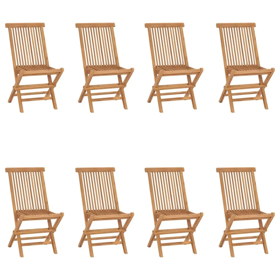 Chaises pliables de jardin lot de 8 Bois de teck solide