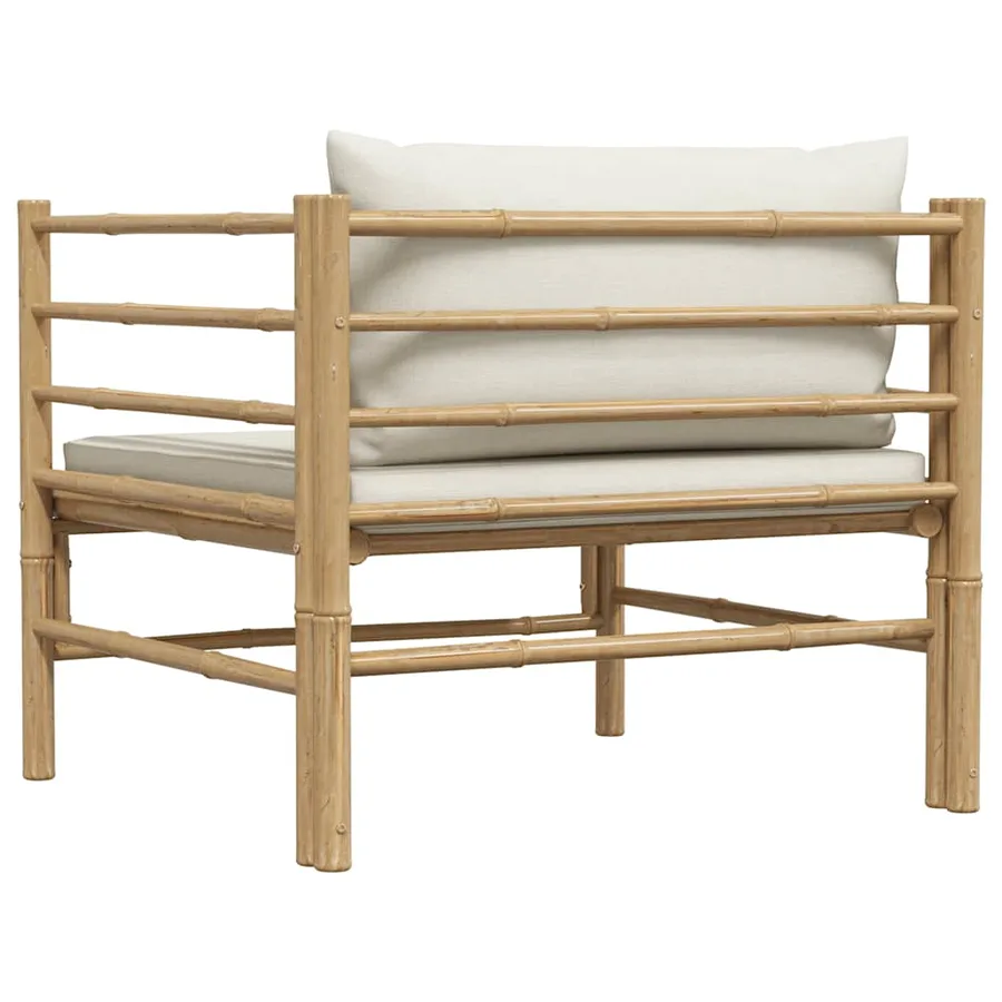 Canapé de jardin avec coussins blanc crème Bambou - 5