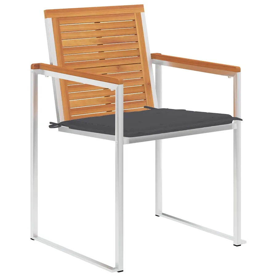 Chaises de jardin avec coussins lot de 2 Acacia solide et acier - 3