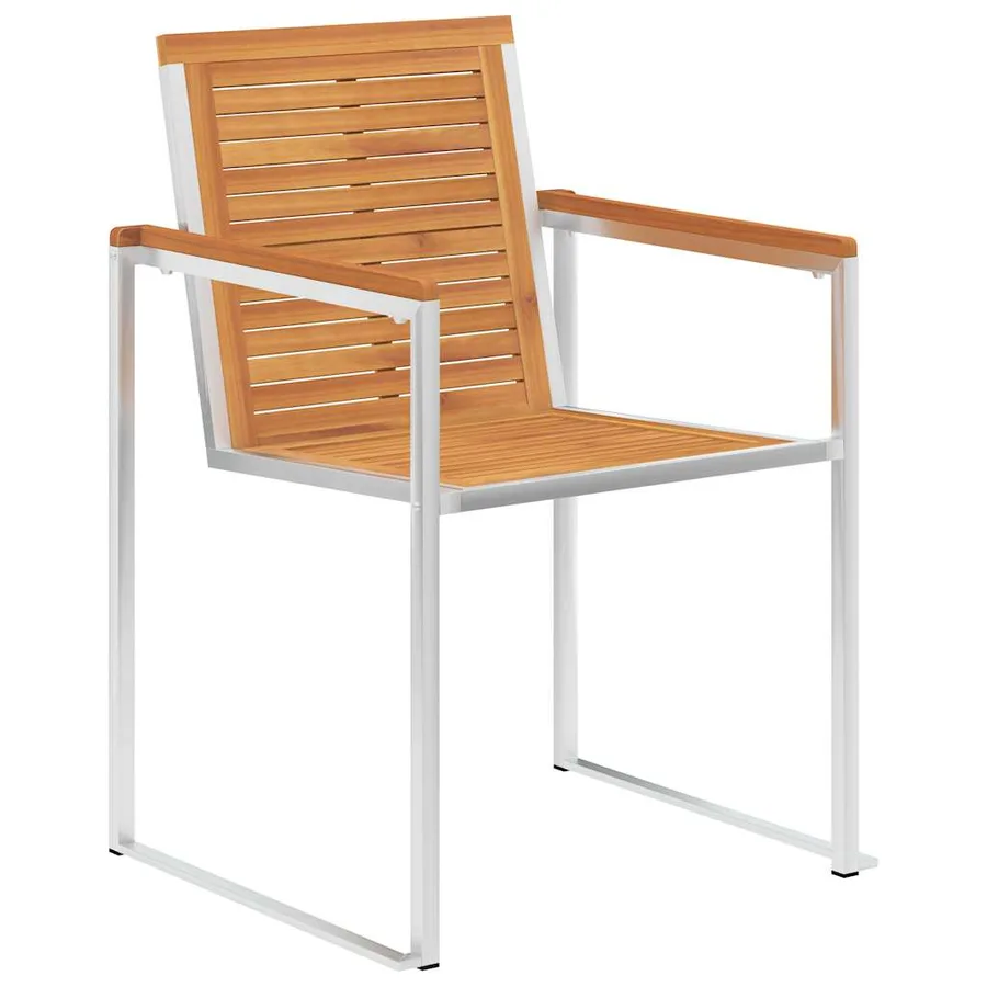 Chaises de jardin avec coussins lot de 2 Acacia solide et acier - 4