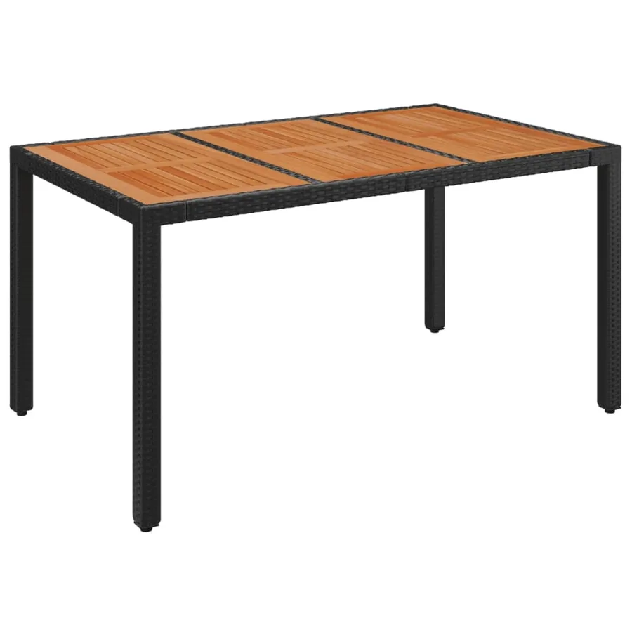 Table de jardin dessus en bois Noir 150x90x75 cm Résine tressée - 2
