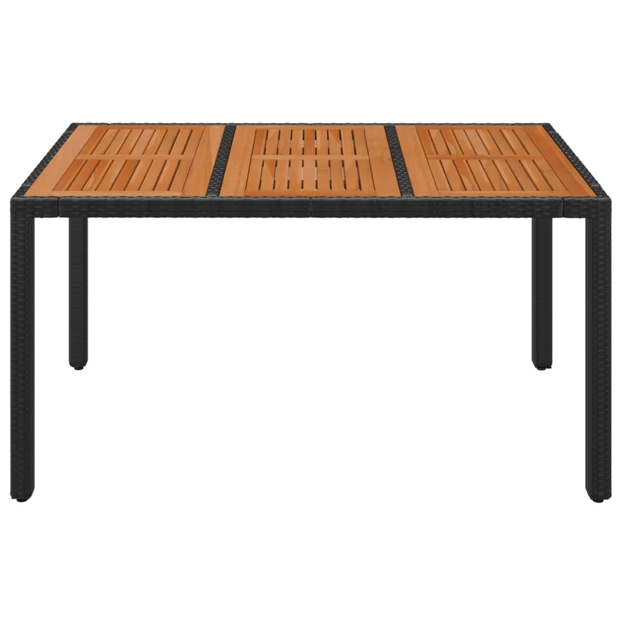 Table de jardin dessus en bois Noir 150x90x75 cm Résine tressée - 3