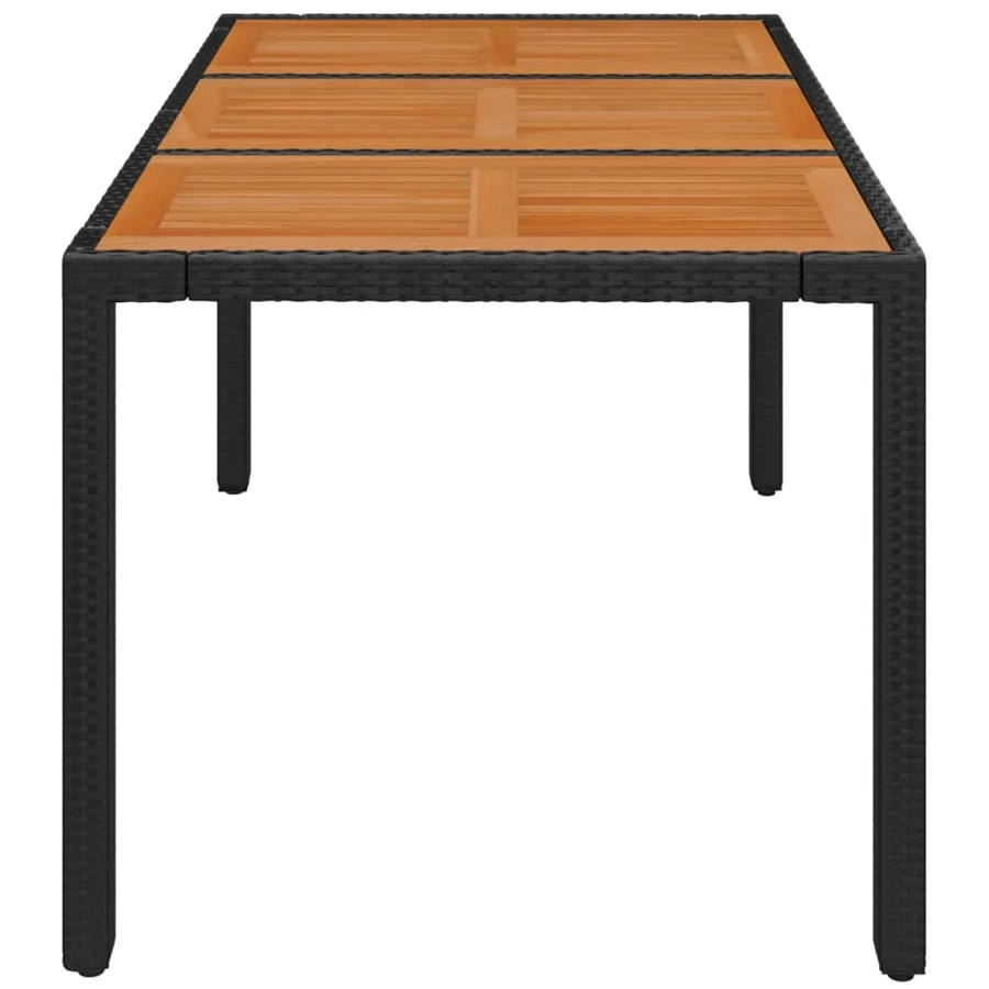 Table de jardin dessus en bois Noir 150x90x75 cm Résine tressée - 4