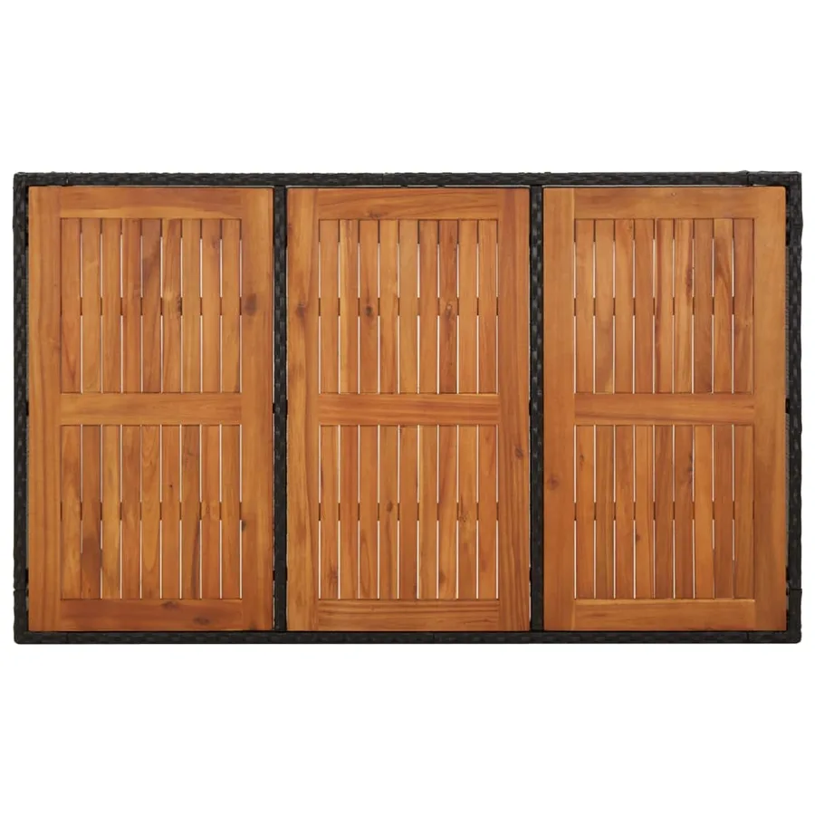 Table de jardin dessus en bois Noir 150x90x75 cm Résine tressée - 5