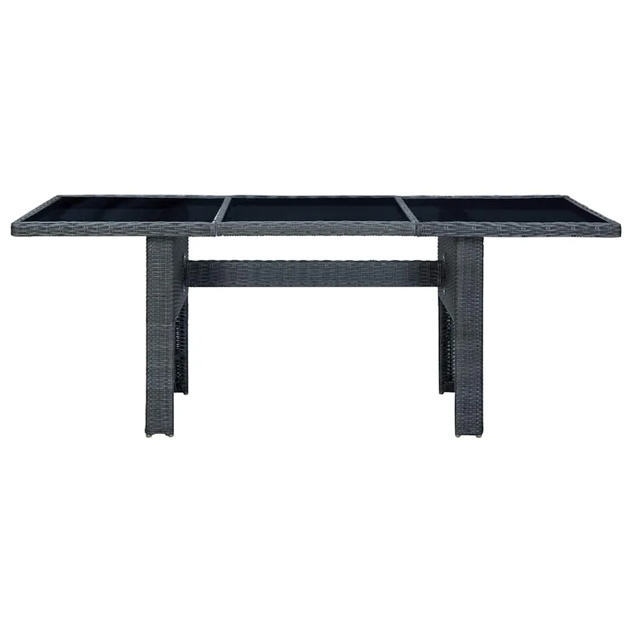 Table de jardin Gris foncé Résine tressée et verre trempé - 2