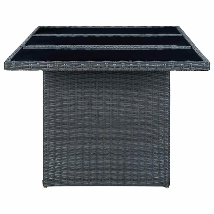 Table de jardin Gris foncé Résine tressée et verre trempé - 3