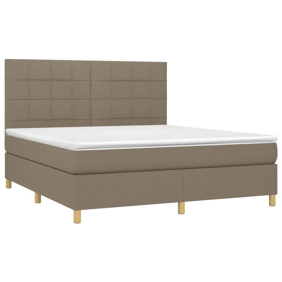 Sommier à lattes de lit et matelas et LED Taupe 180x200cm Tissu - 3