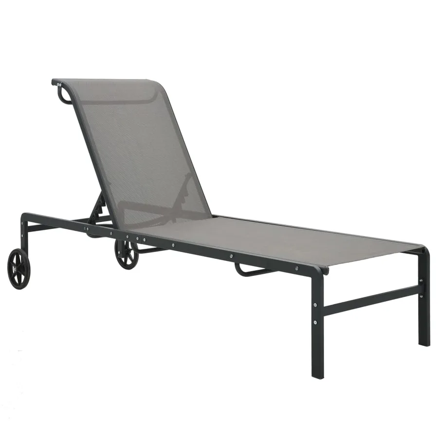 Chaises longues lot de 2 avec table Textilène et acier - 6