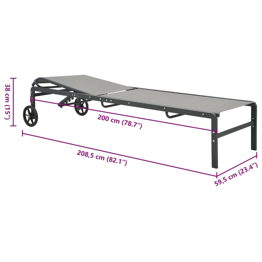 Chaises longues lot de 2 avec table Textilène et acier - 9