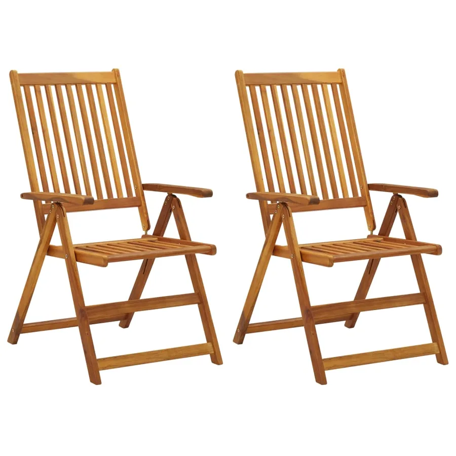 Chaises inclinables de jardin lot de 2 et coussins Bois acacia - 2