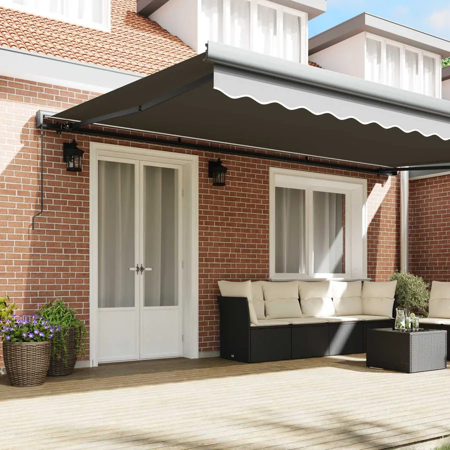 145707 vidaXL Manual Retractable Awning 400x300 cm Grey （not for individual sale） - Untranslated - 3