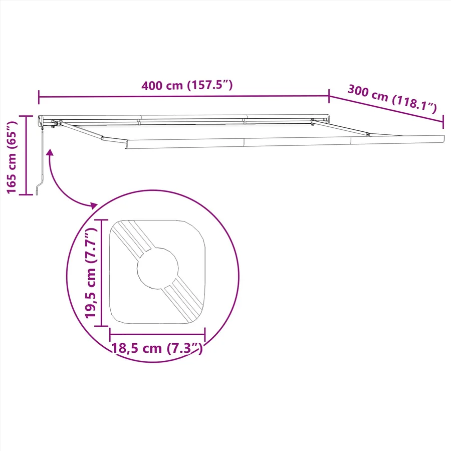 145707 vidaXL Manual Retractable Awning 400x300 cm Grey （not for individual sale） - Untranslated - 8