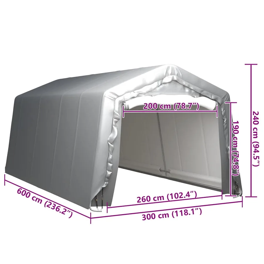 Tente de rangement 300x600 cm Acier Gris - 5