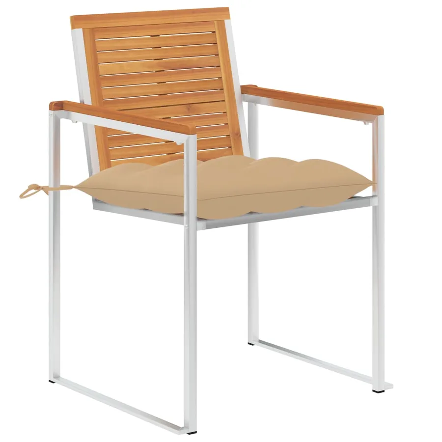 Chaises de jardin avec coussins lot de 2 Acacia solide et acier - 2