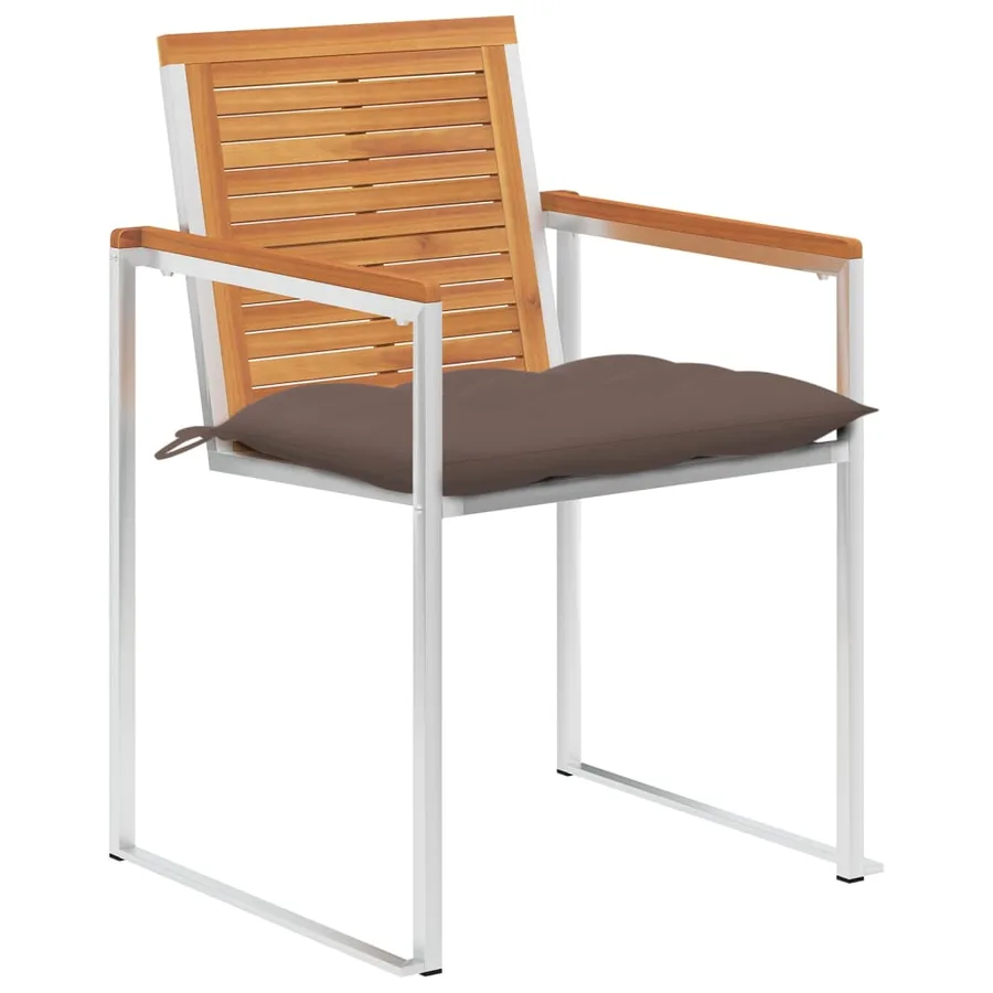 Chaises de jardin lot de 8 avec coussins Bois d'acacia solide - 2