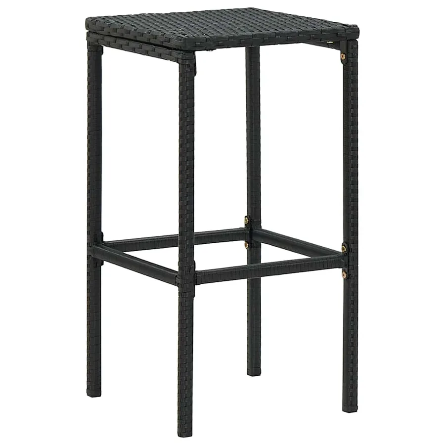 Ensemble de bar de jardin 9 pcs et coussins Résine tressée Noir - 10