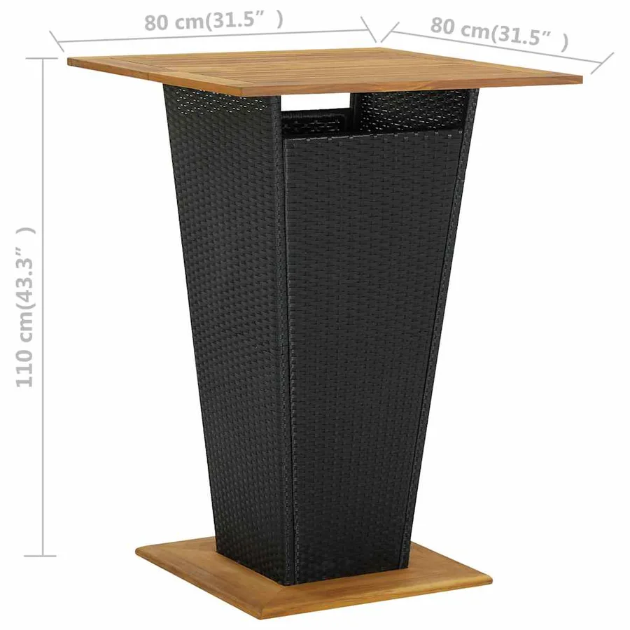 Ensemble de bar de jardin 9 pcs et coussins Résine tressée Noir - 12