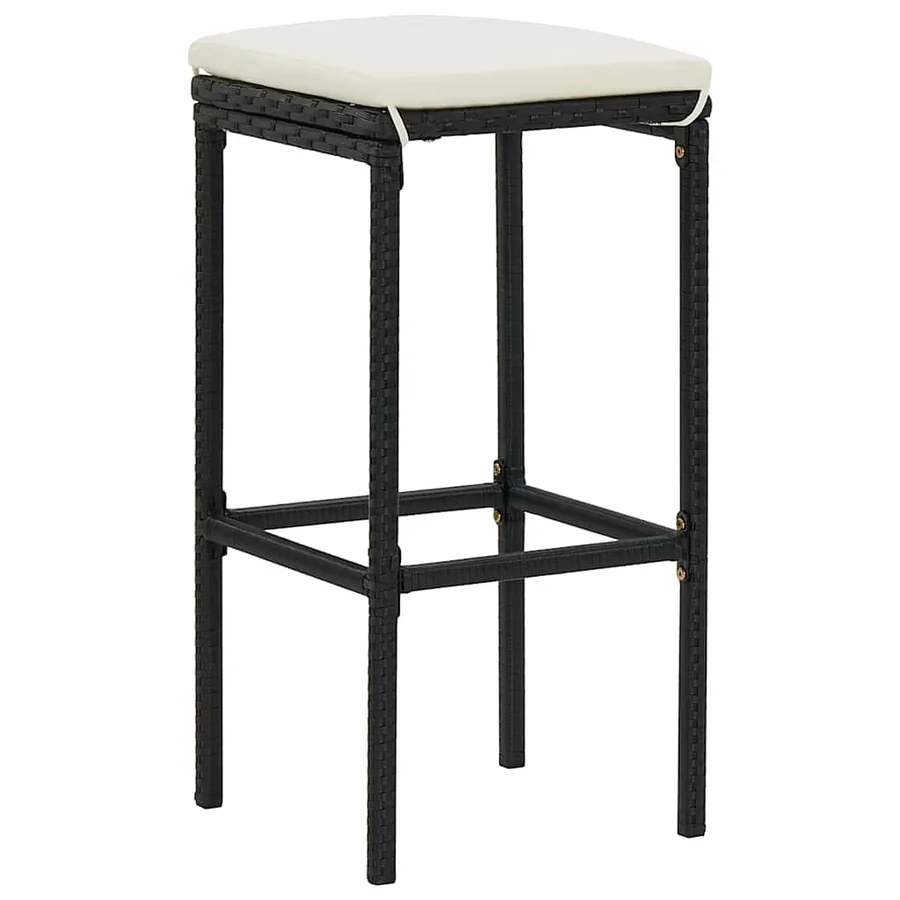 Ensemble de bar de jardin 9 pcs et coussins Résine tressée Noir - 8