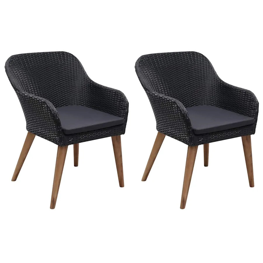 Ensemble à manger de jardin 3 pcs Noir - 5