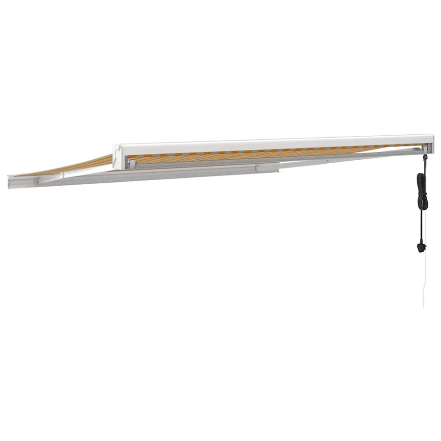 Auvent rétractable jaune et blanc 3x2,5 m tissu et aluminium - 4