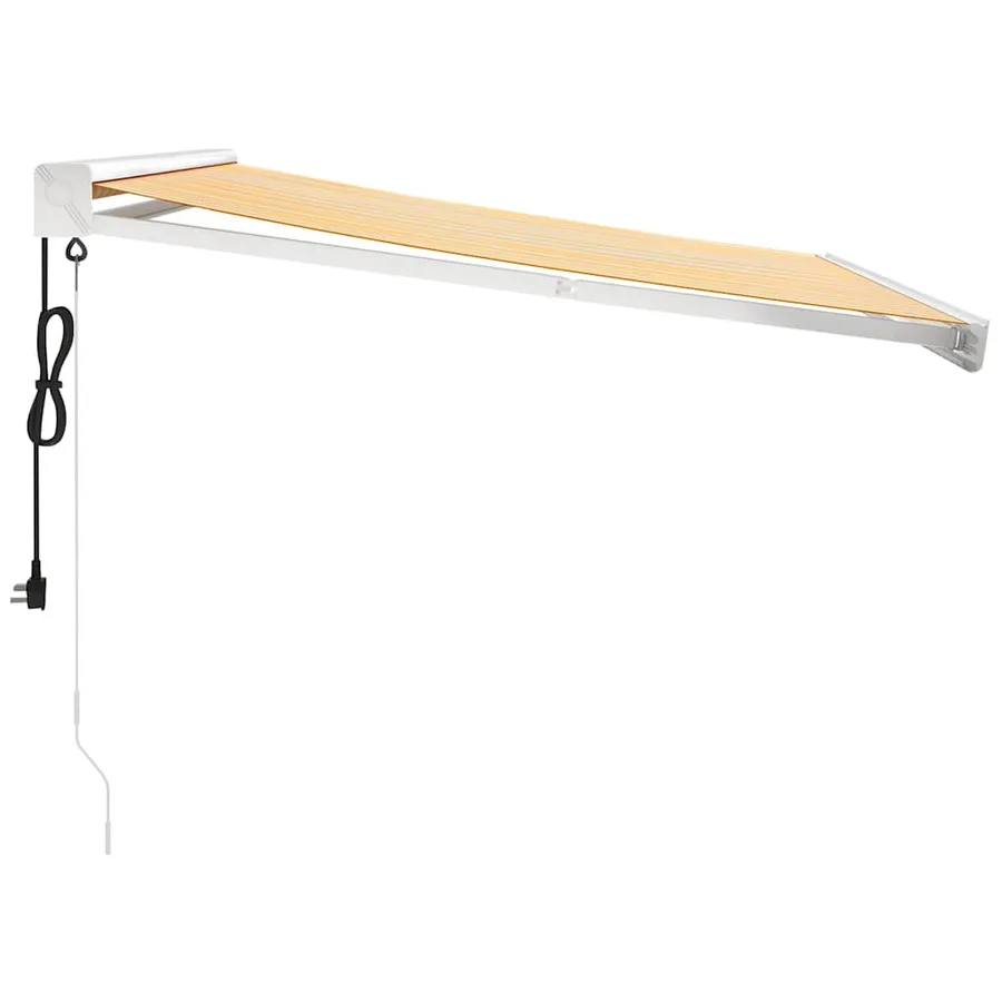 Auvent rétractable jaune et blanc 3x2,5 m tissu et aluminium - 5
